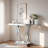 Silver Mirrored Console Table With Curved Legs And Inlaid Crystal-like Stones