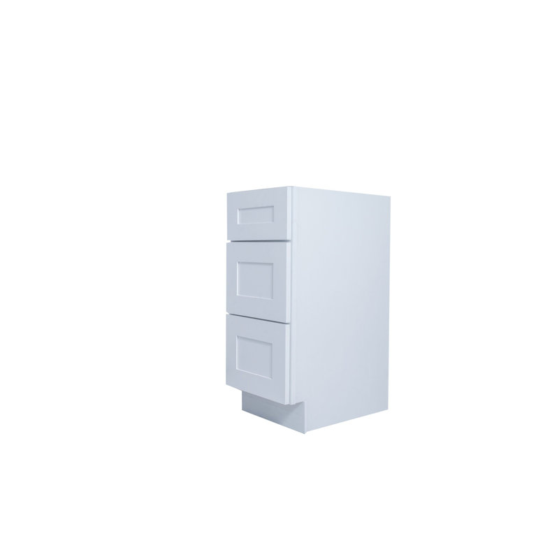Armoire de rangement à 3 tiroirs H 34,5 po style Shaker prête à assembler, blanc élégant, H 34,5 po x l 12 po x P 24 po