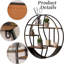 Étagère murale ronde, tablettes en bois flottantes en métal de 24 pouces, étagère de rangement murale rétro rustique pour cheminée, salon, salle de bain