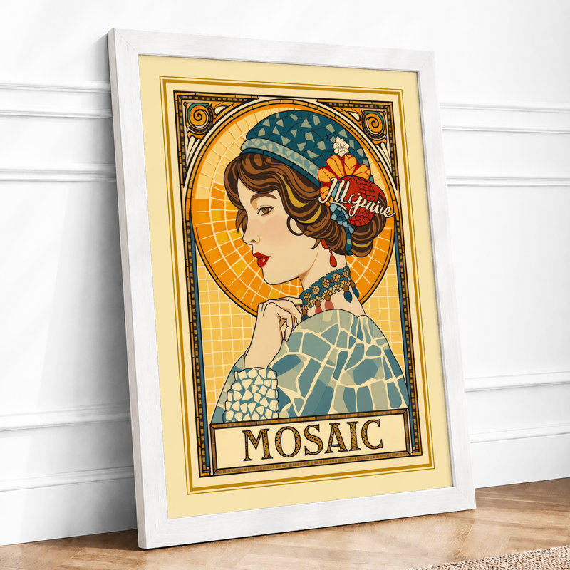 Mosaic Portrait Art Deco - Framed Print, A3 - 42.0 x 29.7 cm, White