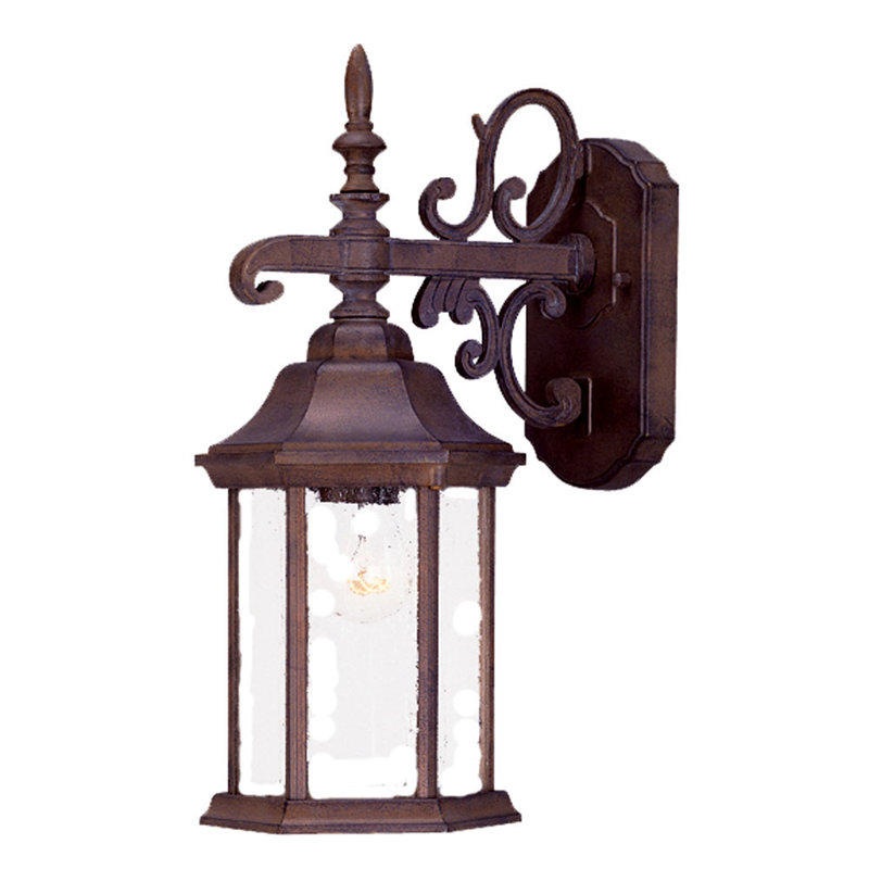 Pruitt Wall Light, Burled Walnut, Clear Seeded