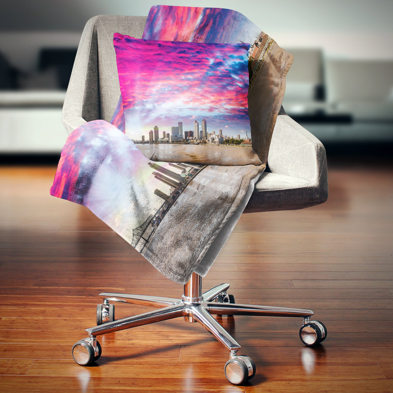 Cityscape New Orleans Building and Skyscrapers Pillow, 16" x 16", Throw Pillow