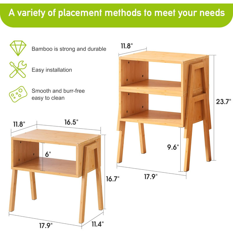 Table de chevet en bois massif Hivay