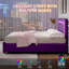 Structure de lit plateforme tapissier avec lumières DEL et 4 tiroirs de rangement - Tête et pied de lit capitonnés en losange, mobilier de chambre moderne-1368133140-1360312924