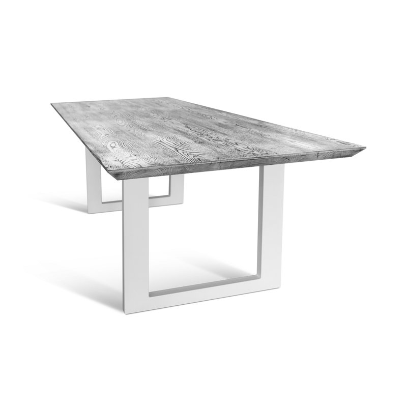Oak Solid Wood Top Metal Base Dining Table