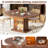 Extendable Round/Oval Dining Table for 4-8, Kitchen Table with LED Light and Removable Leaves, Storage Cabinet with Glass Shelf for Dining Room or Kitchen