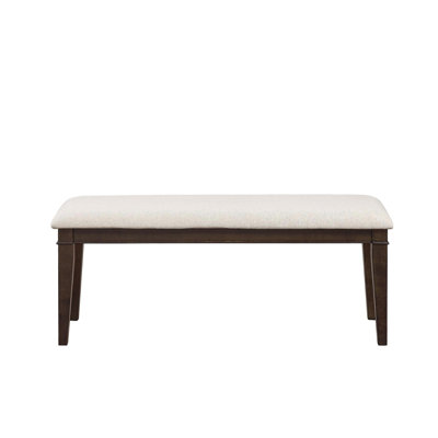 Mobilier de salle à manger à finition classique brun foncé avec banc 1 pièce en tissu beige