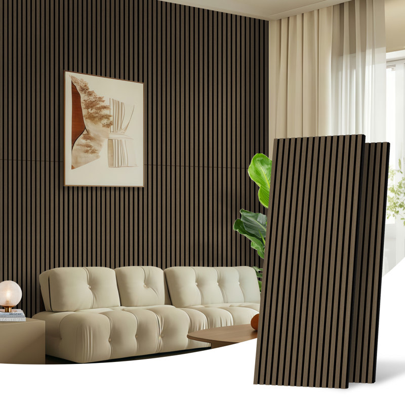 Panneaux muraux décoratifs modernes à lattes imitation bois 3D (120 cm x 60 cm x 1,8 cm) - Haute densité, insonorisant