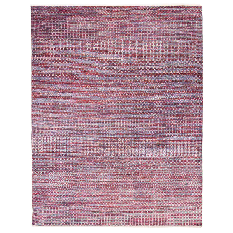 Tapis rose noué à la main de conception unique 7 pi 10 po x 9 pi 9 po New Age Terenna
