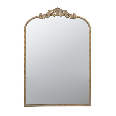 24" X 36" Gold Arch Mirror, Baroque Inspired Wall Decor For Bathroom Bedroom Living Room