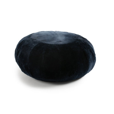  Furniture Ottoman Shearling Round Dark Navy