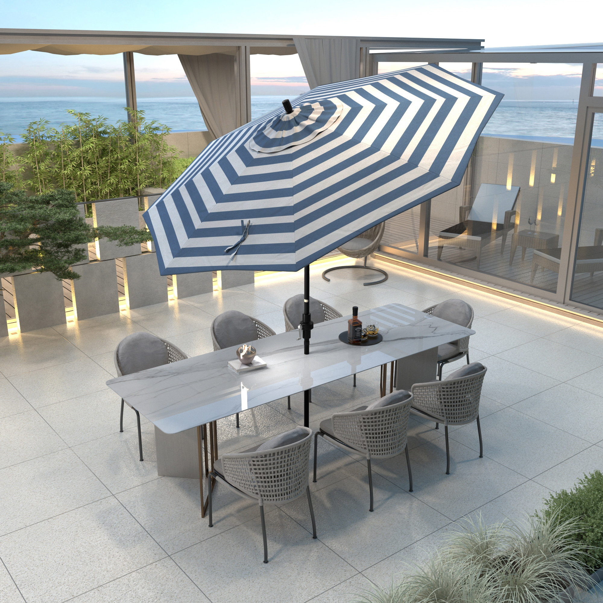 Garita 108'' Market Sunbrella® Umbrella, Cabana Regatta Sunbrella®, Stone Black