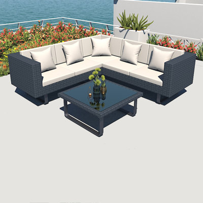Shanquita 5 - Person Patio Conversation Set with Cushions