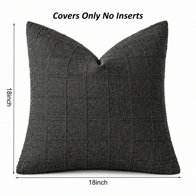 Housses de coussin décoratives 18 x 18 pouces Boho, Gris anthracite