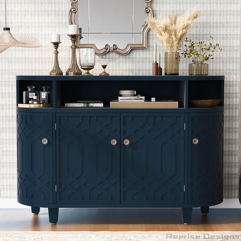 Armoire de rangement courbée avec tablettes réglables, Marine