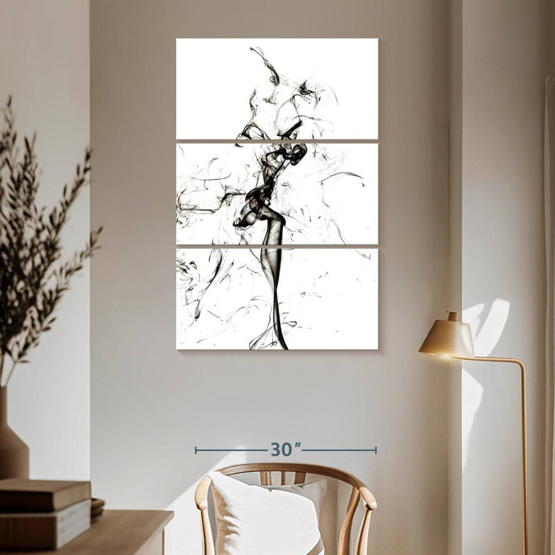 Senne Abstract Black Smoke - The Dancer, 65" H x 42" W