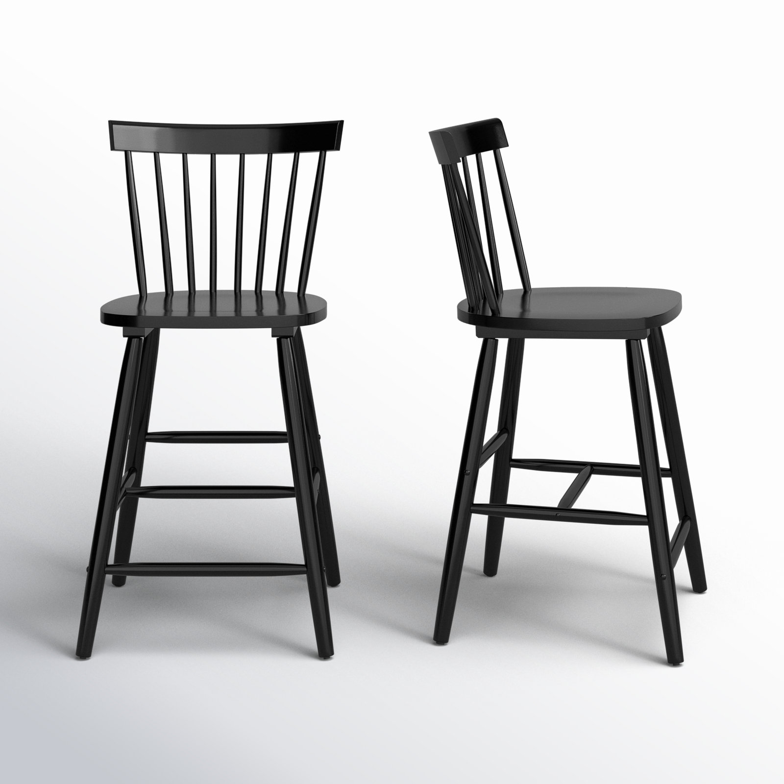 Stacee Solid Wood Bar & Counter Stool, Black, Counter Stool (24" Seat Height)