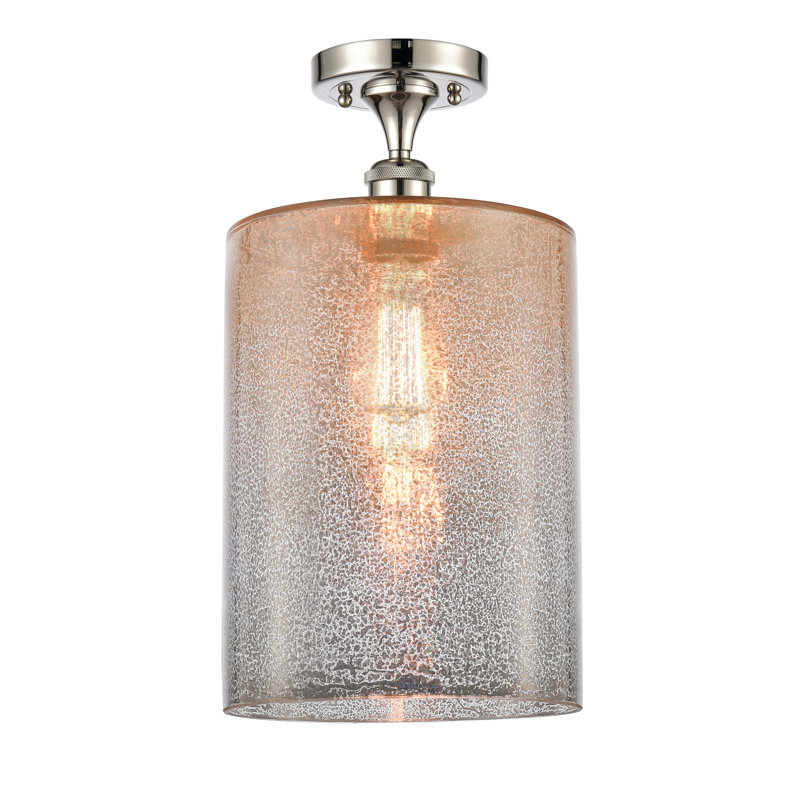Leilani Glass Semi Flush Mount, No Bulb Included, Mercury, White and Polished Chrome