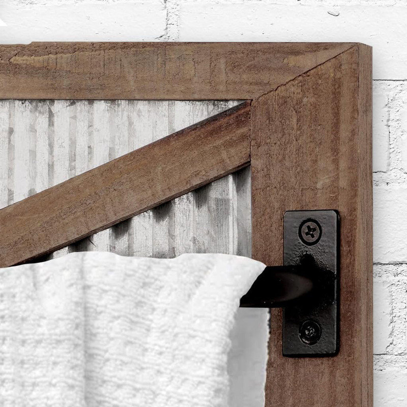 Porte-serviettes mural rustique en bois, Brun