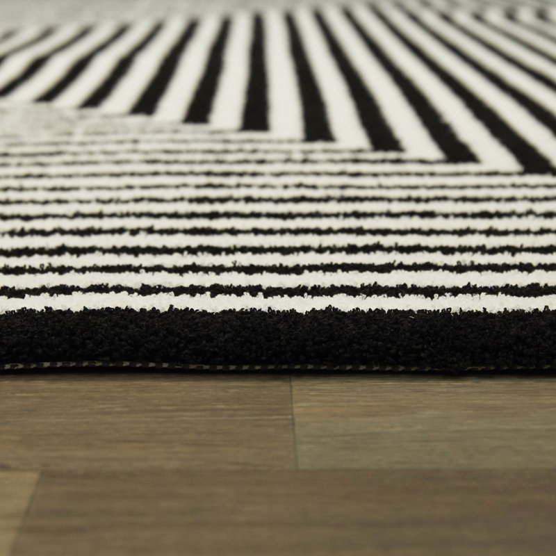 Tapis noir / blanc Pangle, Rectangle 5 pi 3 po x 7 pi