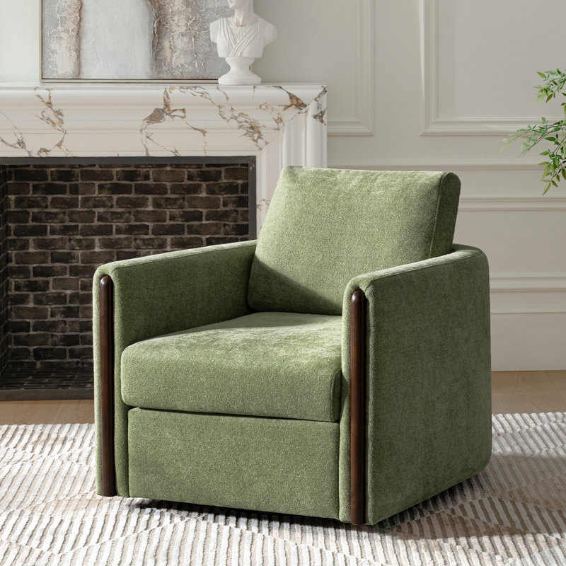 Upholstered Swivel Armchair, Moss