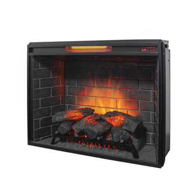 Foyer électrique infrarouge encastré sans conduit de 84 cm (33 po) avec garniture amovible, cinq niveaux de luminosité de la flamme, trois vitesses de réglage de la flamme, panneau tactile et double alimentation pour le chauffage et la décoration de l'espace de vie.
