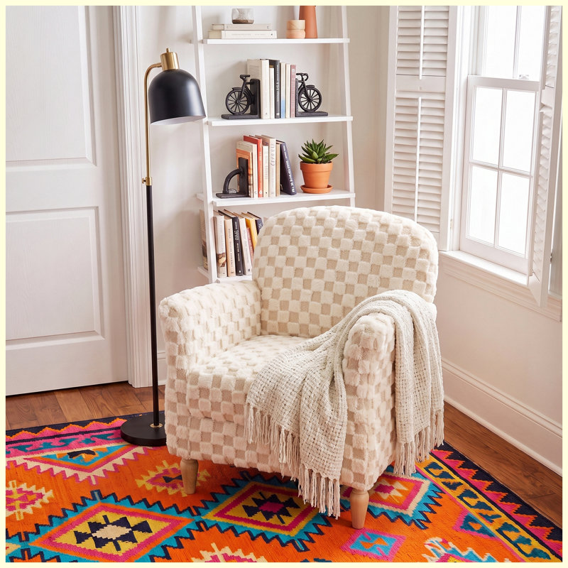 Fauteuil d'appoint en velours côtelé (beige), Polyester sable