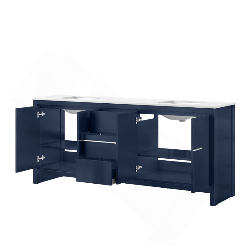 Ensemble de meuble-lavabo double 80 po X P 20 po D, avec plateau en quartz blanc