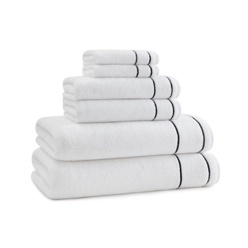 Cotton Plush Bath Towel, White/Black