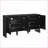Sideboard Buffet Cabinet, 60” Mid Century Modern Black Storage Cabinet with Adjustable Shelves &amp; Outlet Holes | P2 Grade MDF | Solid Wood Feet