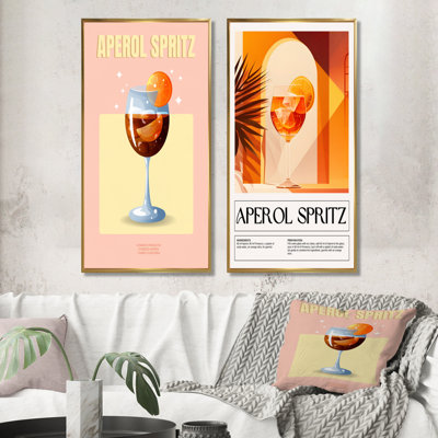 Ensemble de 2 pièces d'art orange orange Aperol Spirz On The Rocks Night Out I