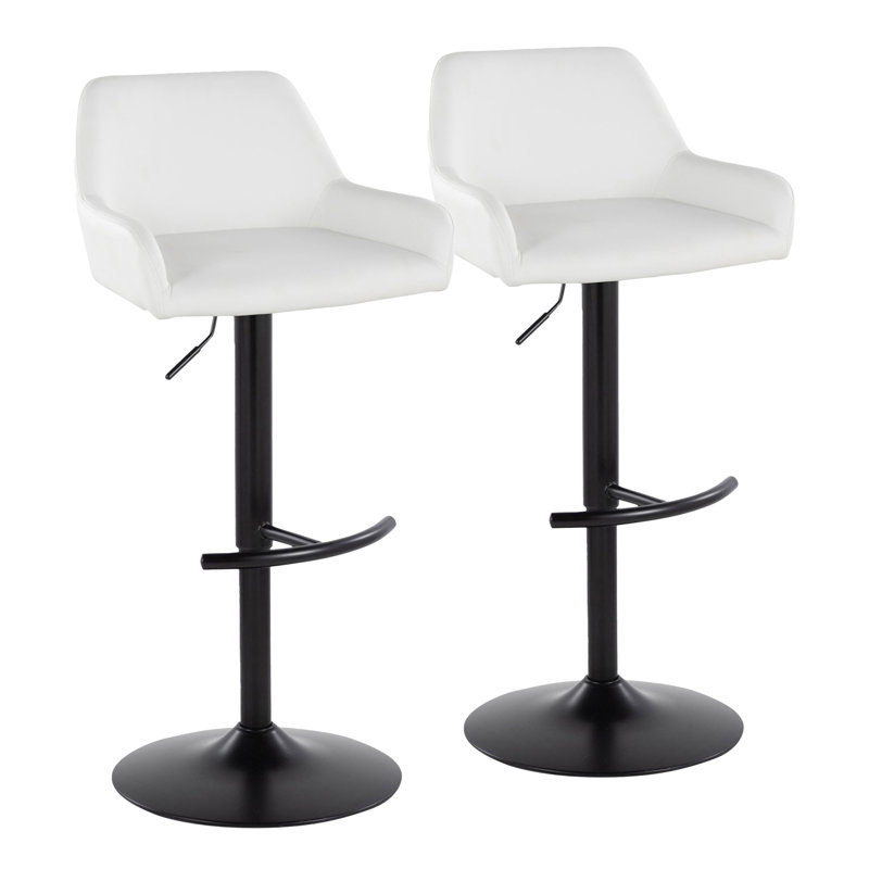 Tabouret de bar contemporain ajustable, Black Seat/Silver Frame