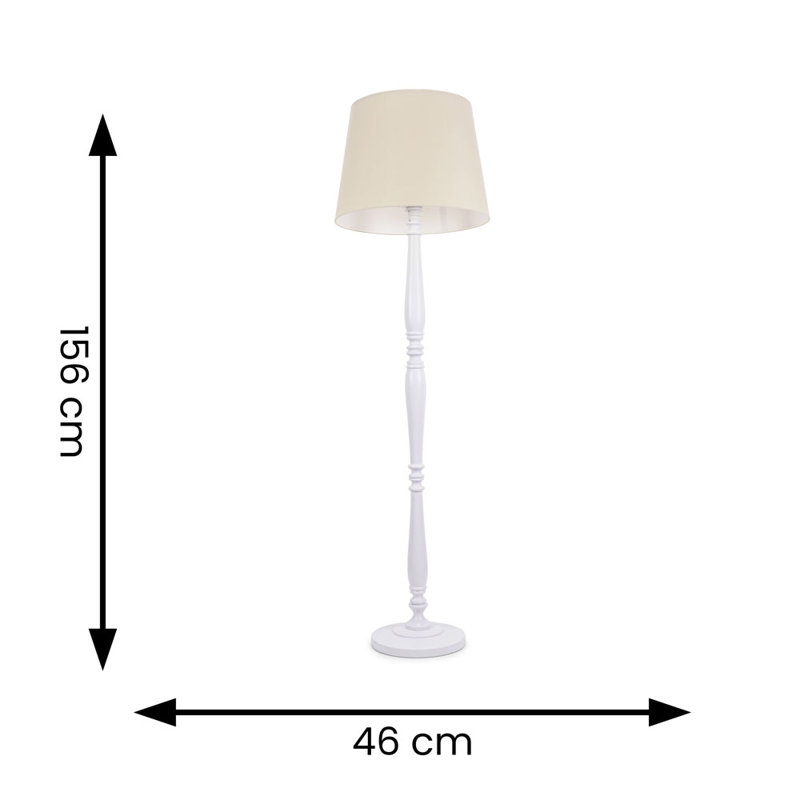 Arialdo 156cm Traditional Floor Lamp, Matte White, Beige
