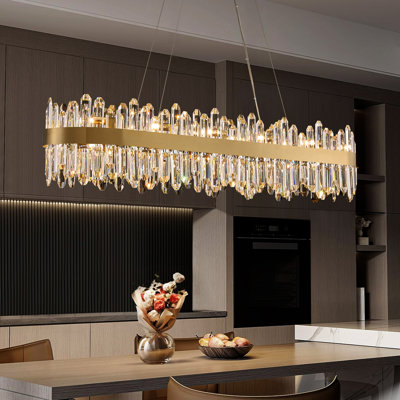 Dimmable Rectangle K9 Crystal Ceiling Light Modern Chandeliers