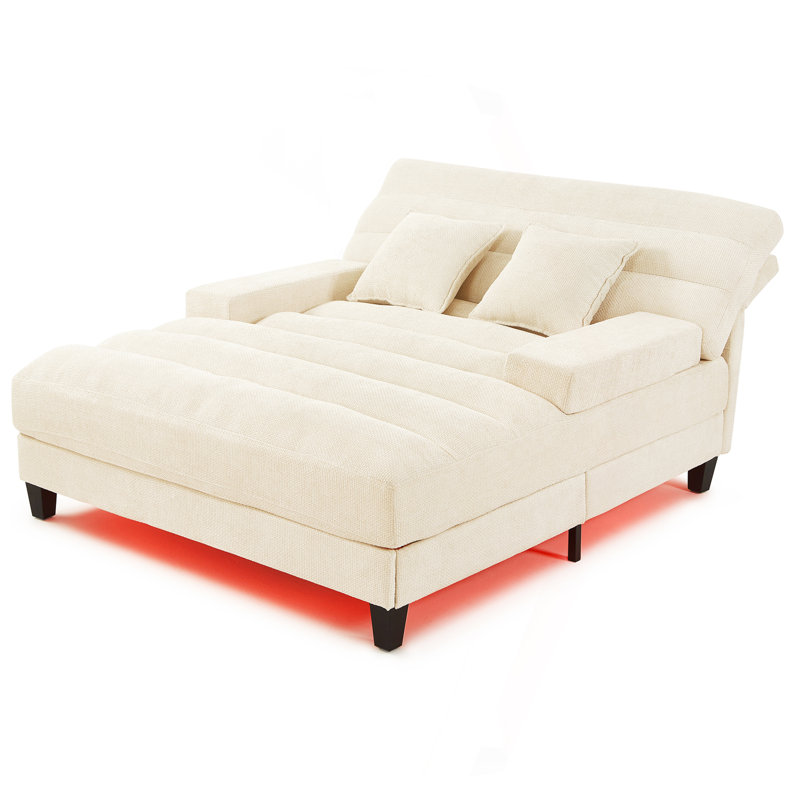 Canapé-lit moderne avec méridienne en chenille de 57,1 po avec dossier réglable et bande lumineuse DEL pour salon Modern