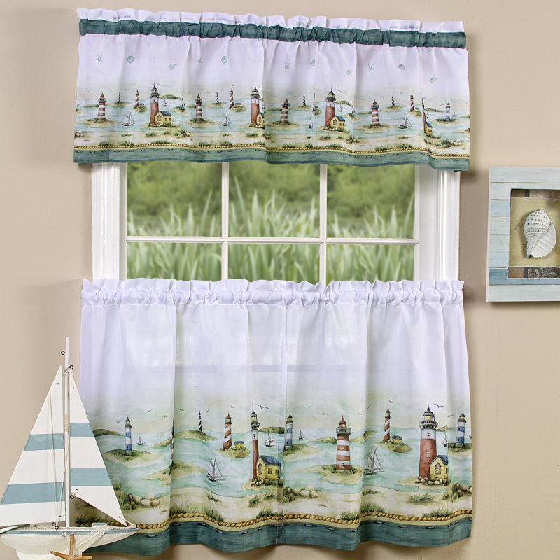 Pangkal Pinang Tailored Kitchen Curtain, 58" W x 24" L