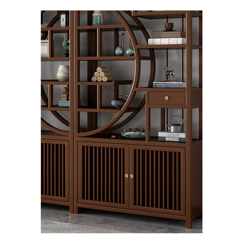 Nouvelle bibliothèque de style minimaliste classique chinois, Marron foncé