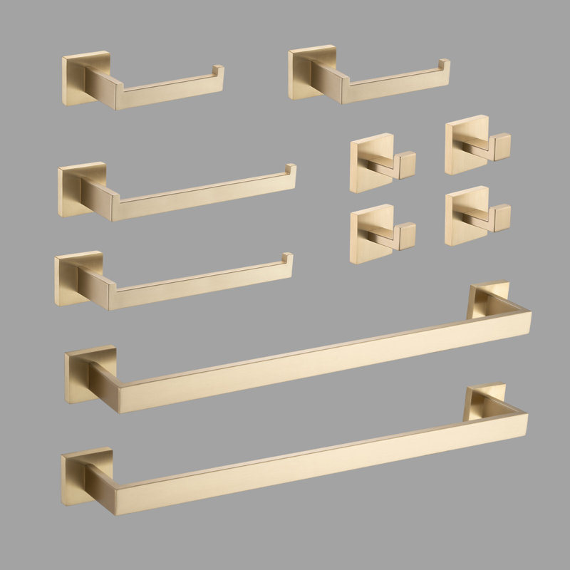 Ensemble de quincaillerie de salle de bain 10 pièces, Or brossé