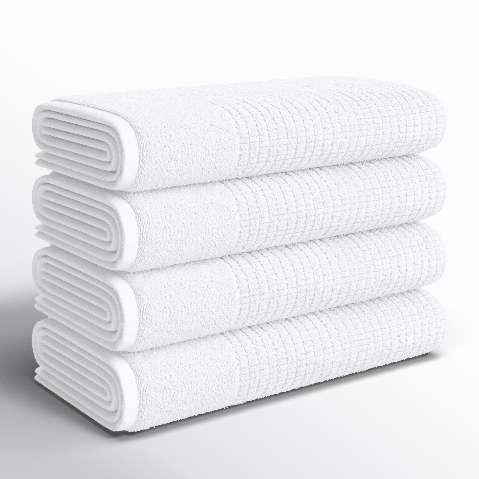 Earline 4-Piece Turkish Cotton Bath Towel Set, White