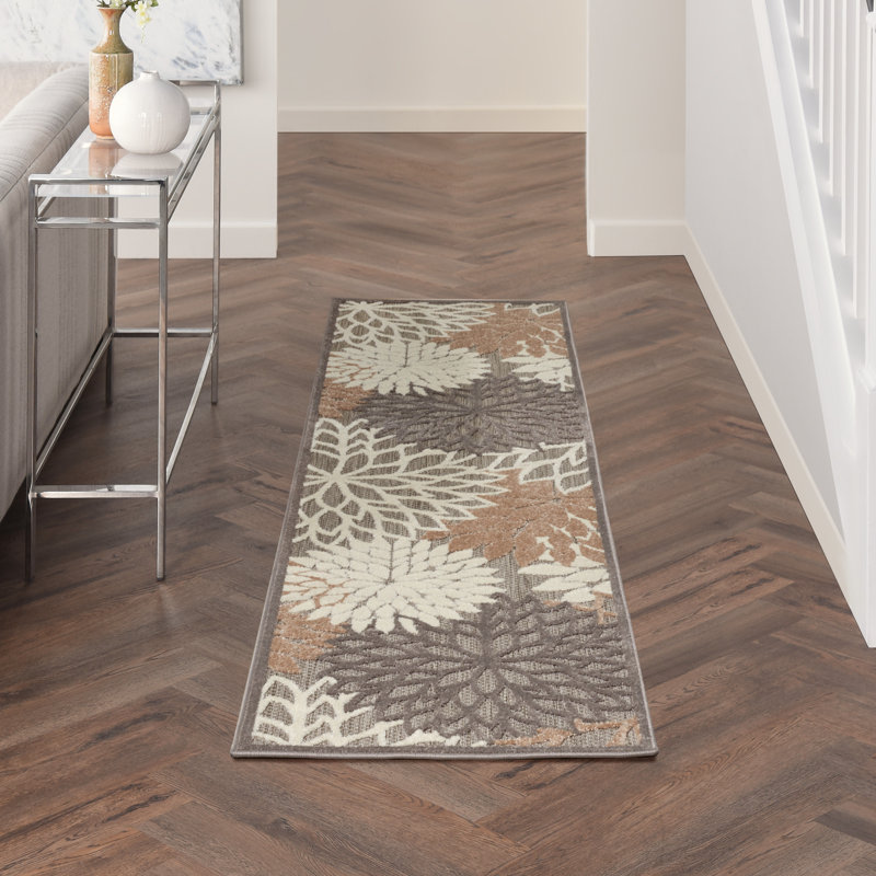 Tapis floral intérieur / extérieur Gean, Tapis de couloir 2 pi x 6 pi