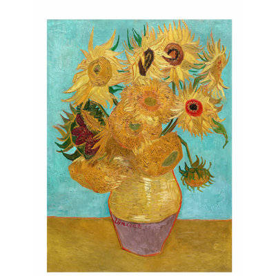 Floral avec vase de Vincent van Gogh avec douze tournesols, reproduction d'art classique sans cadre