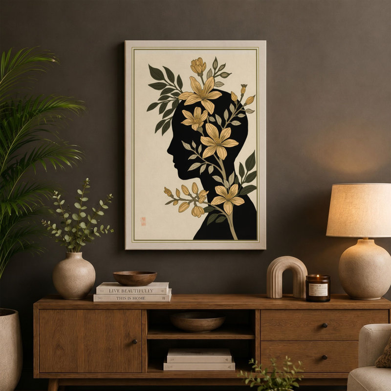 Mind in Bloom Botanical - Wrapped Canvas, 36x24 - 91.4 x 61.0 cm, Sage Border