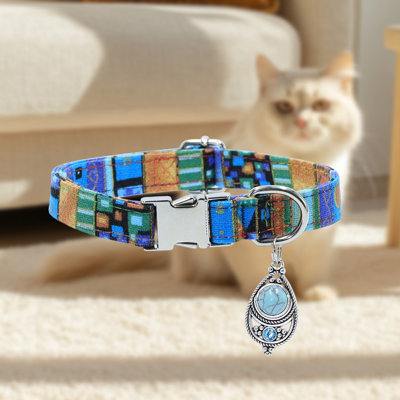 Collier réglable pour chien en nylon avec boucle de sécurité, 9,84 à 15,74 pouces, vert