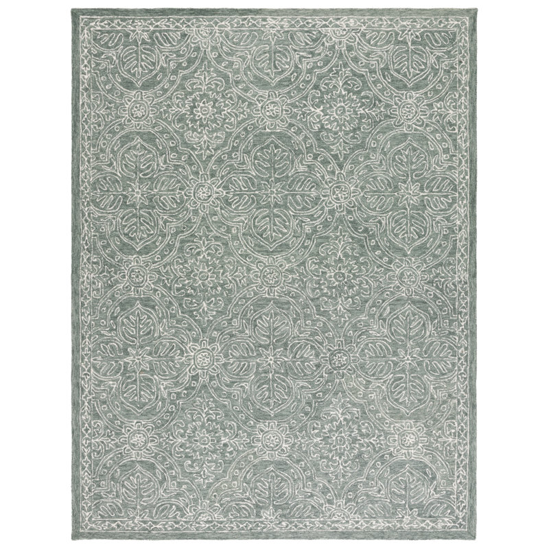 Sage and Ivory Hand-Tufted Wool 8' x 10' Area Rug