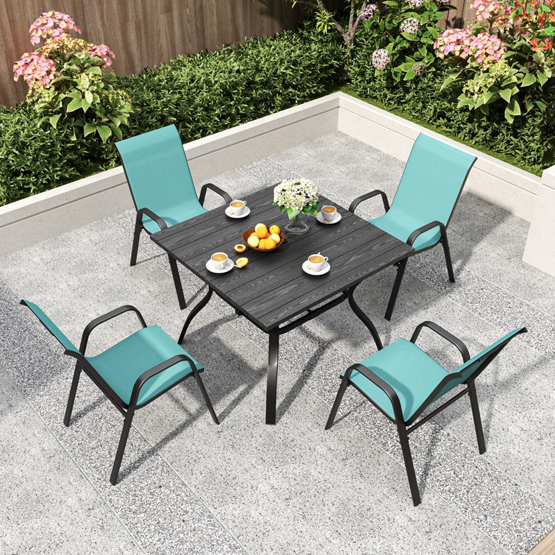 Ensemble repas d'extérieur 5 pièces 5 pièces, Bleu ciel