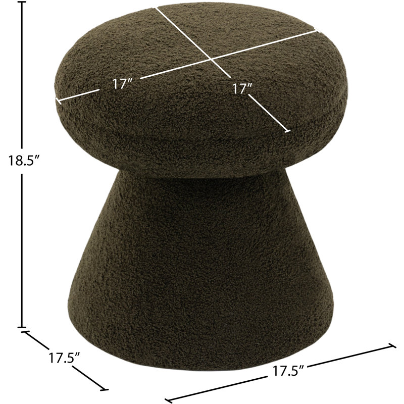 Hynda 18" Ottoman, Green Faux Shearling Teddy Fabric