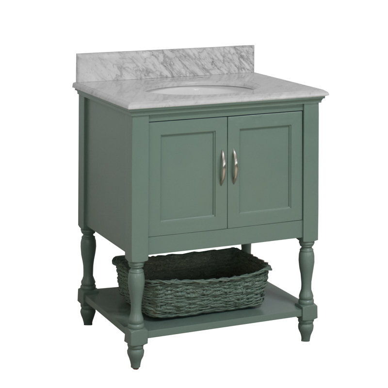 Ensemble de meuble-lavabo simple 30 po Hampton, Marbre de Carrare, Vert sauge
