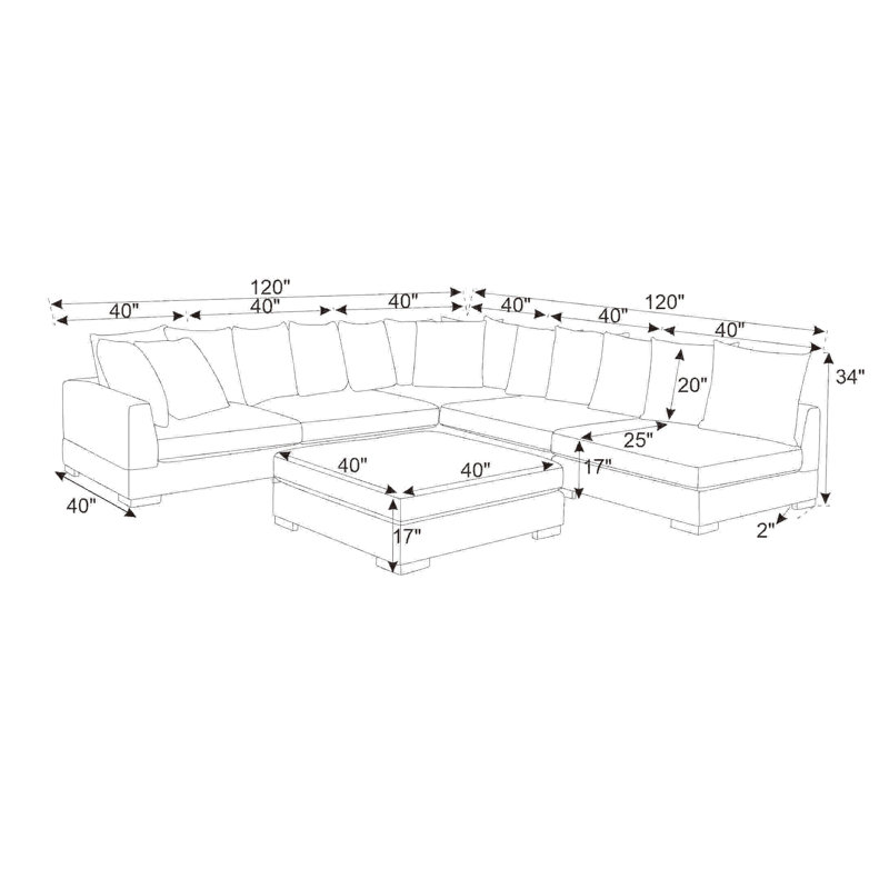 Bonsell Corduroy L-Shaped Sectional, Gray Corduroy