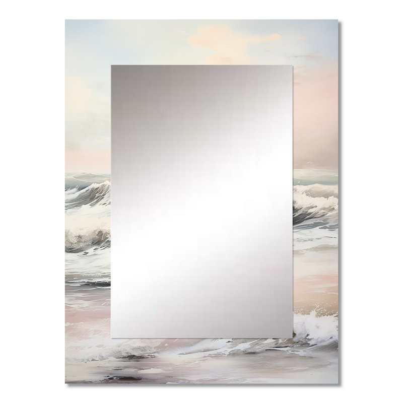 Beige Pink Minimalism Tranquil Whispers I - Minimalism Decorative Mirror, Beige Wall Mirror, Printed Metal Art, 32" x 24"