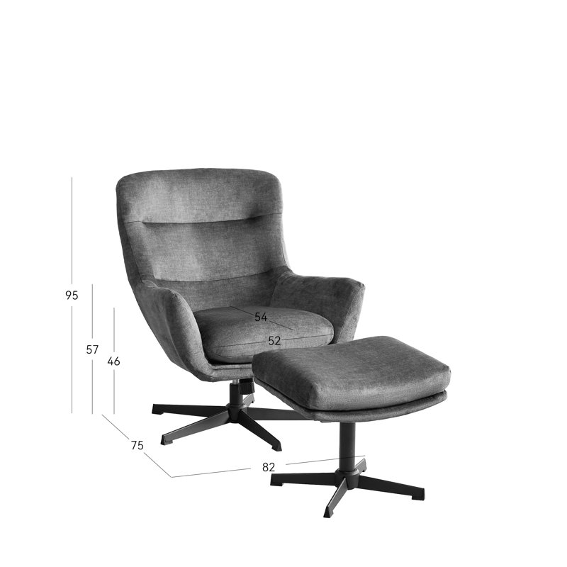 Watseka Upholstered Swivel Armchair with Footstool, Green